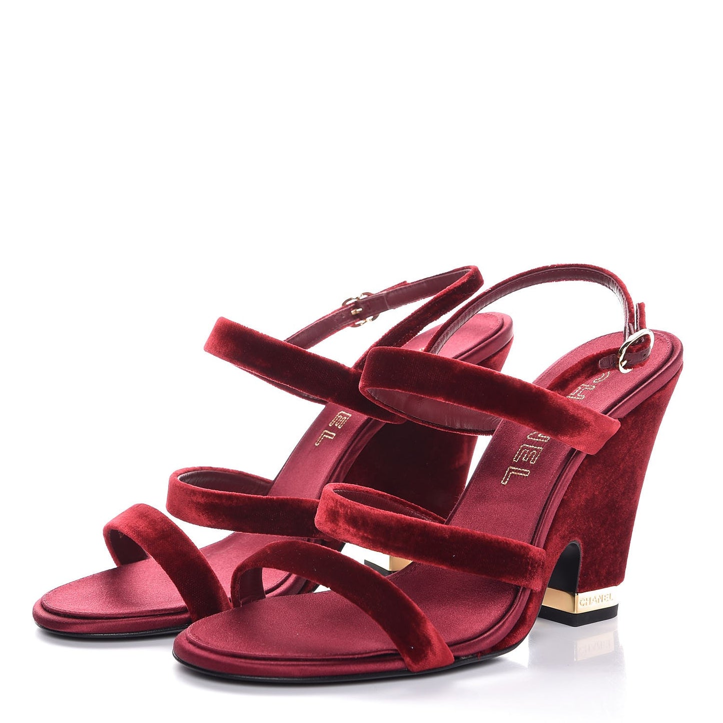 Velvet Wedge Sandal 40.5 Burgundy