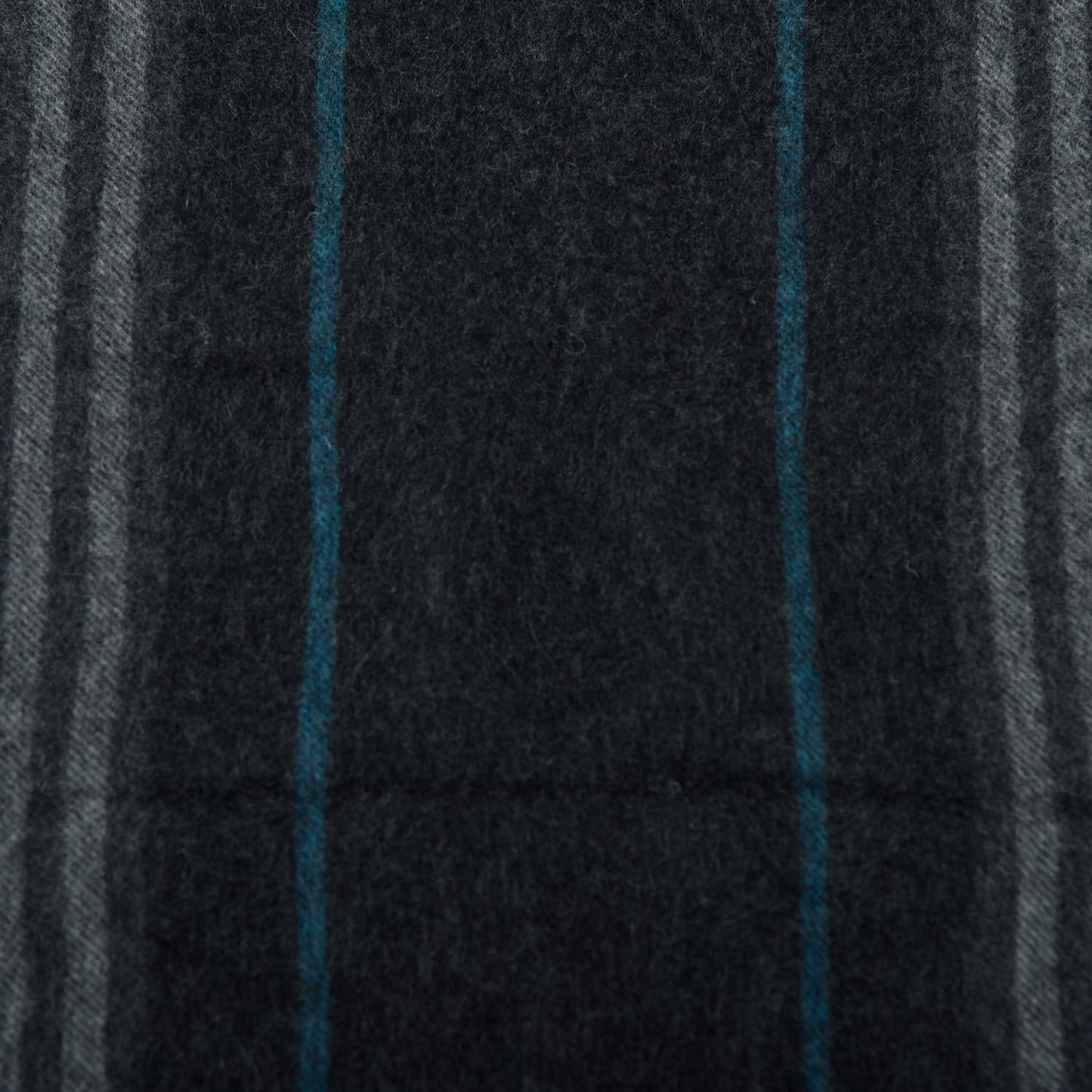 Wool Cashmere Check Striped Fringe Scarf Dark Grey