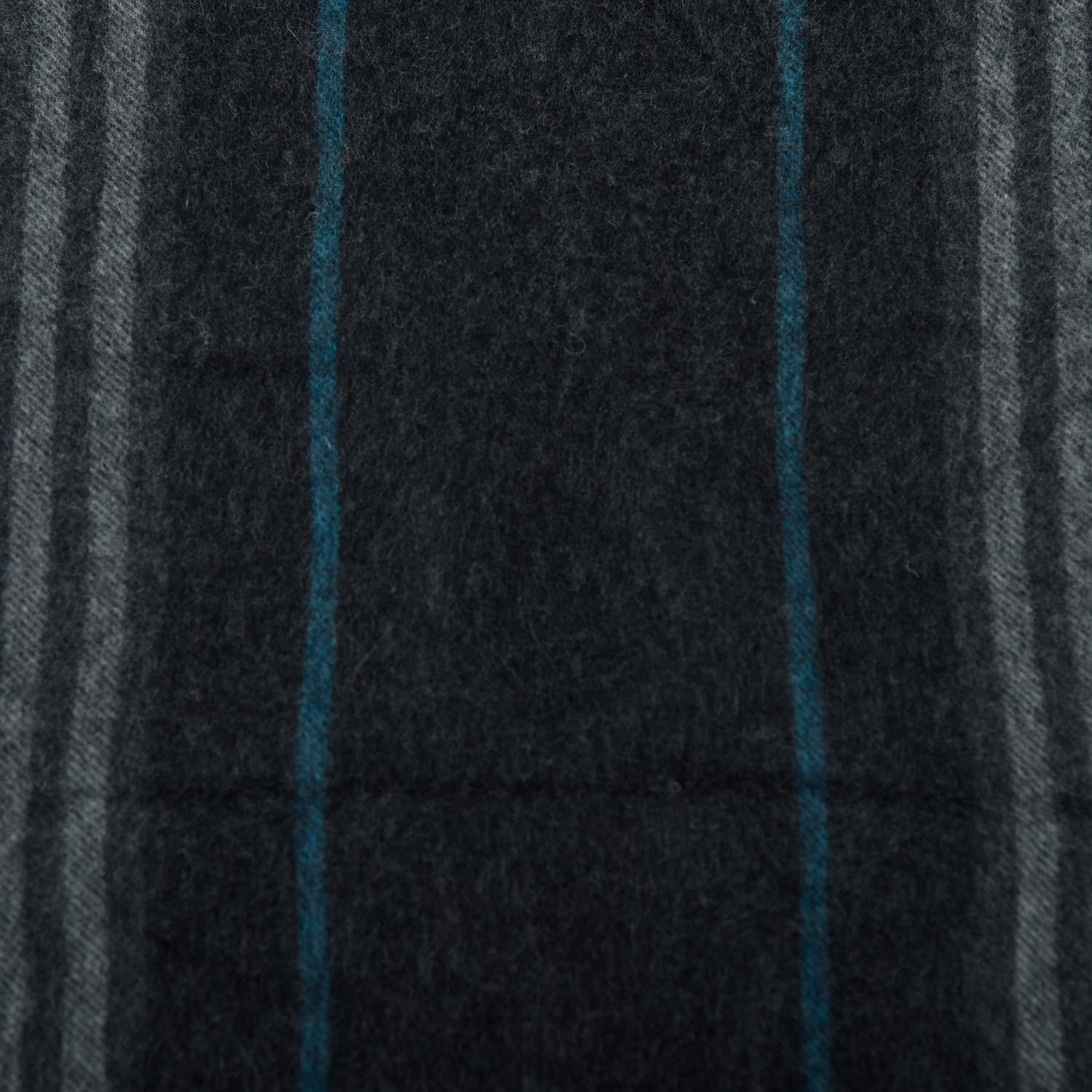 Burberry Wool Cashmere Check Striped Fringe Scarf Dark Grey 4 of 5