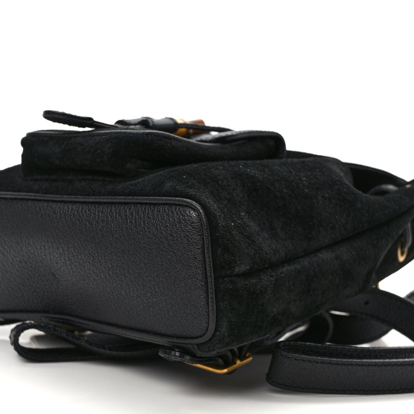 Calfskin Suede Bamboo Mini Backpack Black