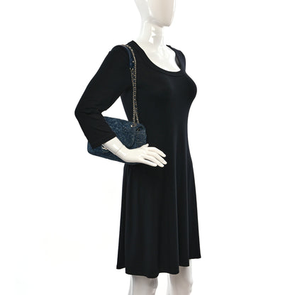 Chanel Denim Quilted Camellia Embroidered Medium Flap Blue 2 of 9