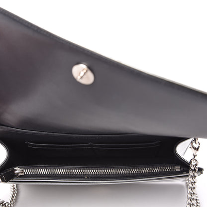 Christian Dior Metallic Patent Micro-Cannage Diorama Wallet on Chain Pouch Silver 5 of 11