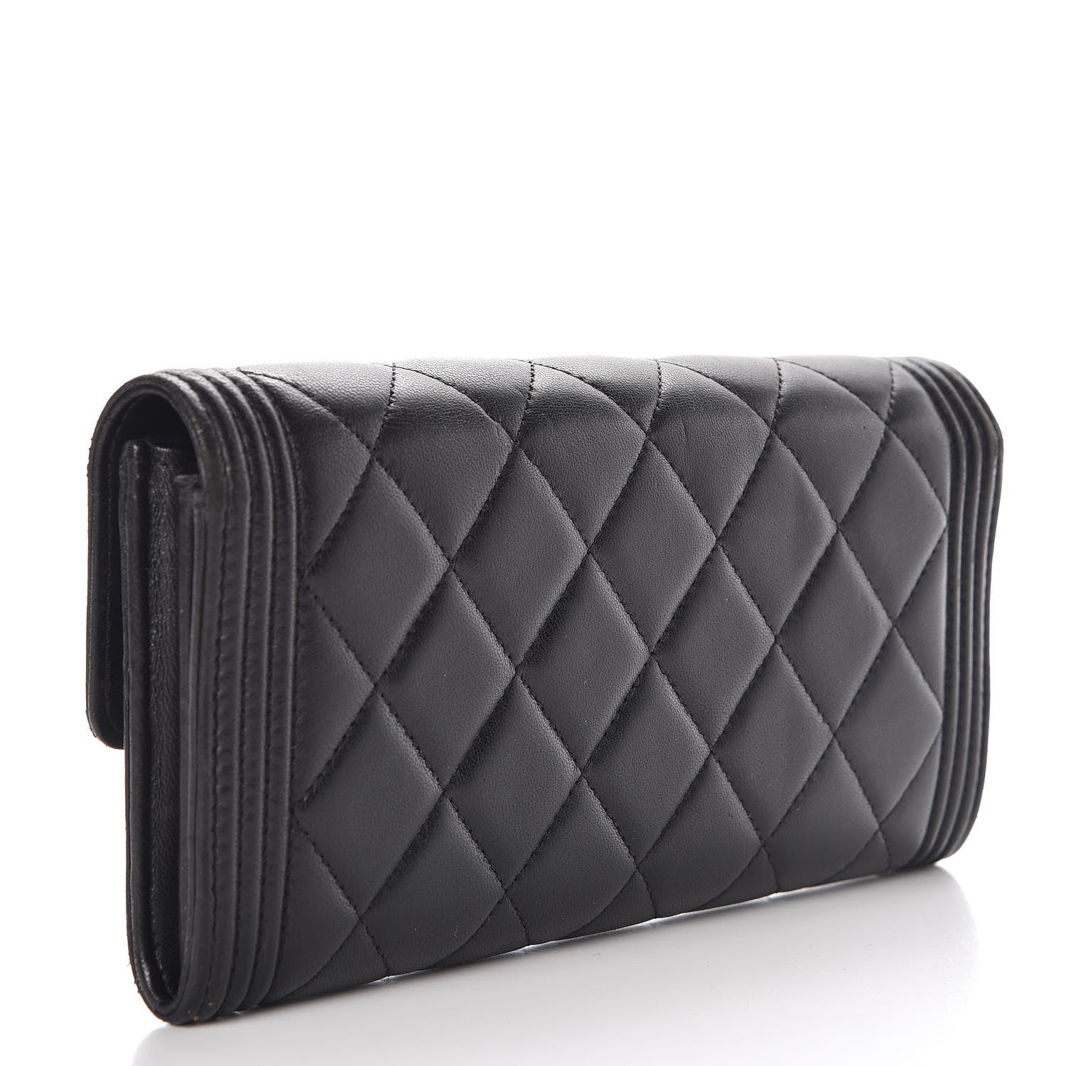 Chanel Lambskin Quilted Boy Flap Wallet Black 3 of 8