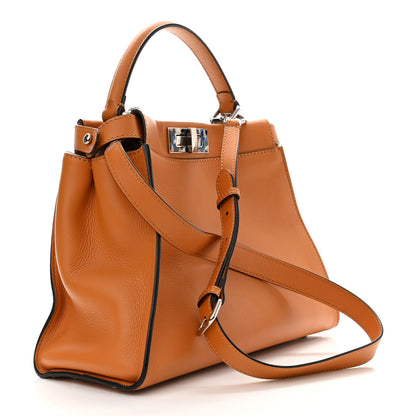 Fendi Vitello Seta Shiny Nappa Plexiglass Granite Medium Peekaboo Iconic Satchel Ginger Latte 3 of 12
