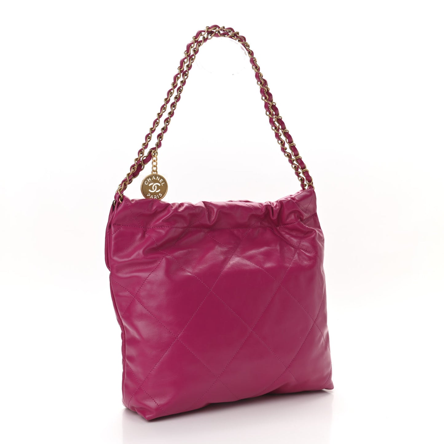 Shiny Calfskin Quilted Small Chanel 22 Dark Pink