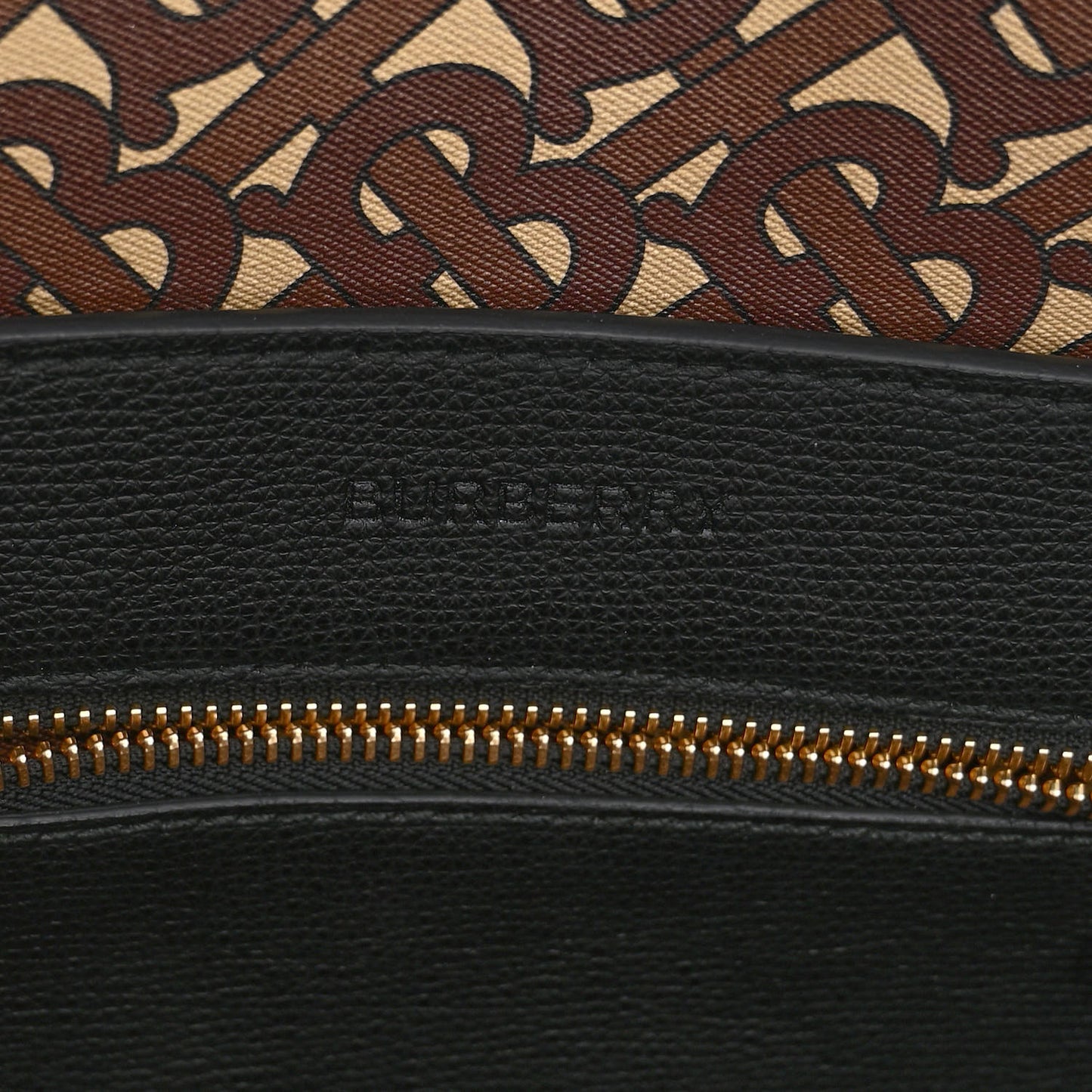 Calfskin TB Motif Embossed Tote Black