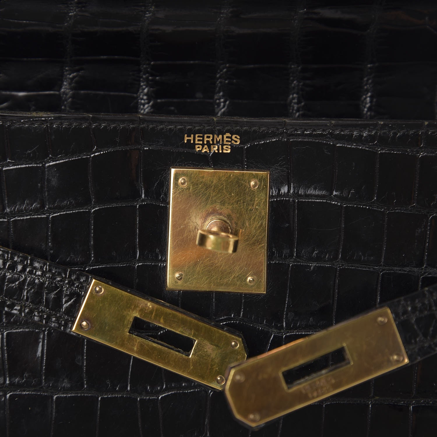 Hermes Shiny Niloticus Crocodile Kelly 28 Black 7 of 34