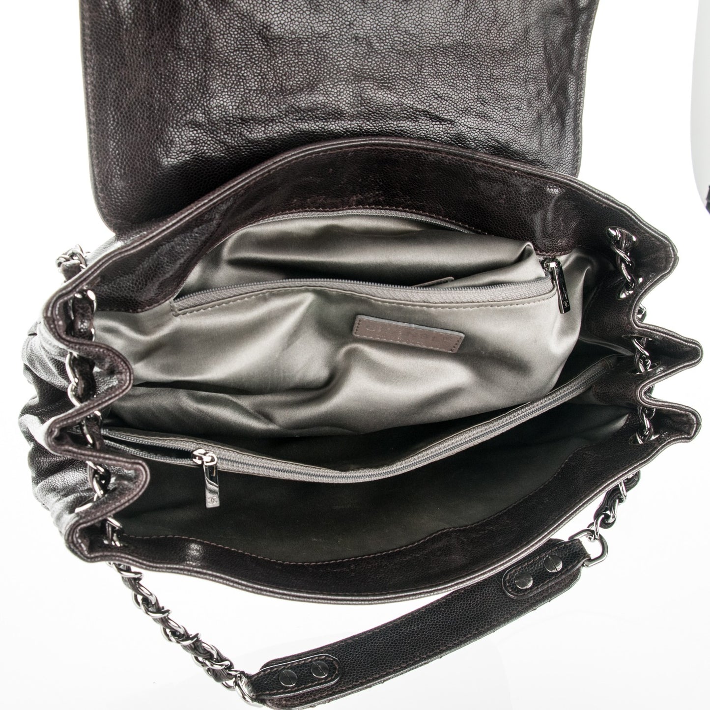 Glazed Caviar Pocket In The City Tote Brown