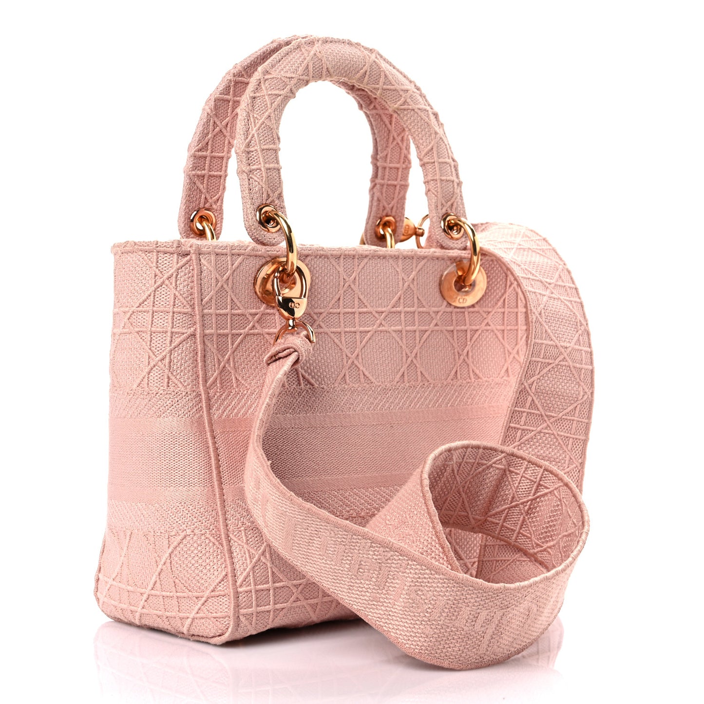 Canvas Embroidered Cannage Medium Lady D-Lite Pink