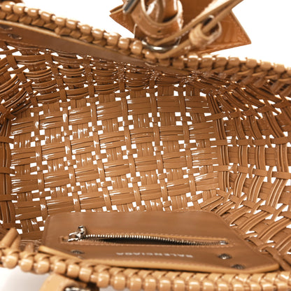 Balenciaga Varnished Faux Calfskin Braided XS Bistro Basket Beige 5 of 9