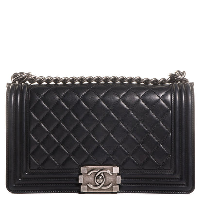 Chanel Lambskin Quilted Medium Boy Flap Black 1 of 8