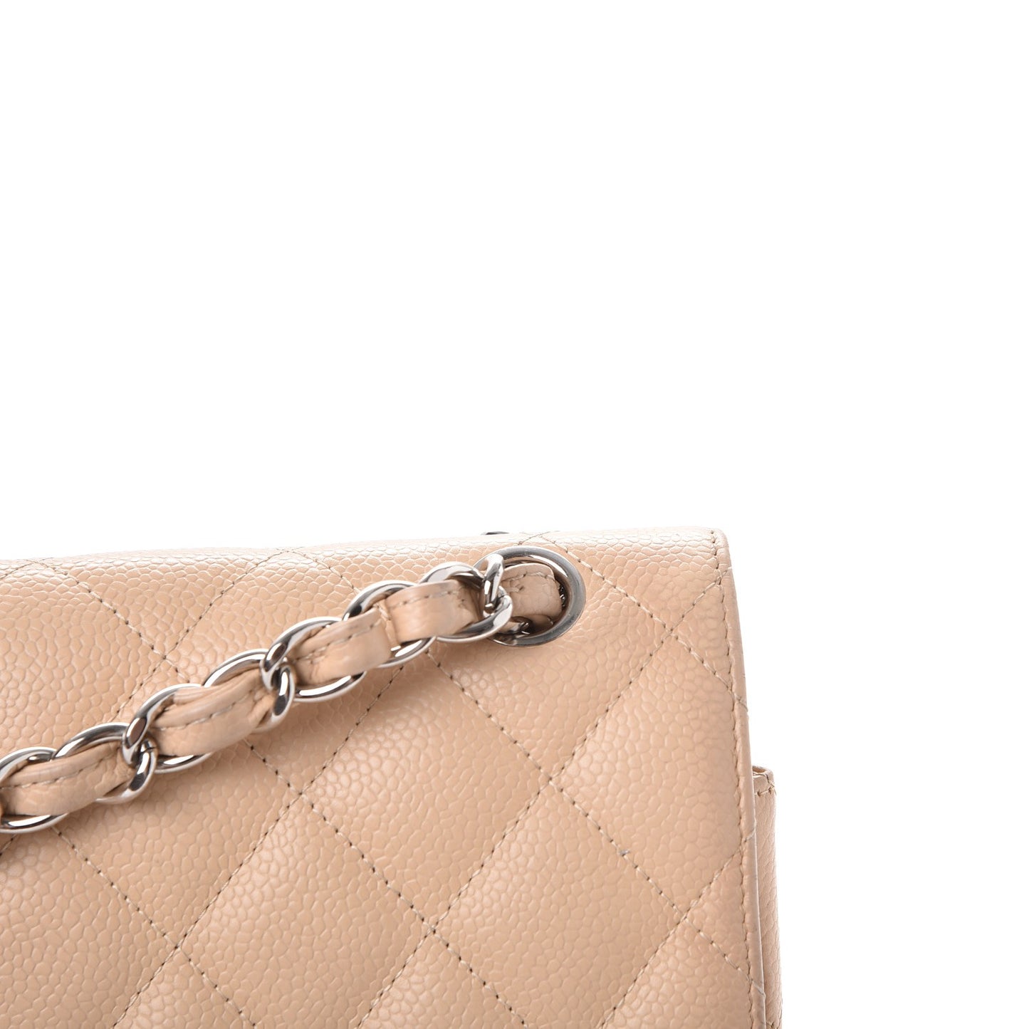 Caviar Quilted Jumbo Double Flap Beige Clair