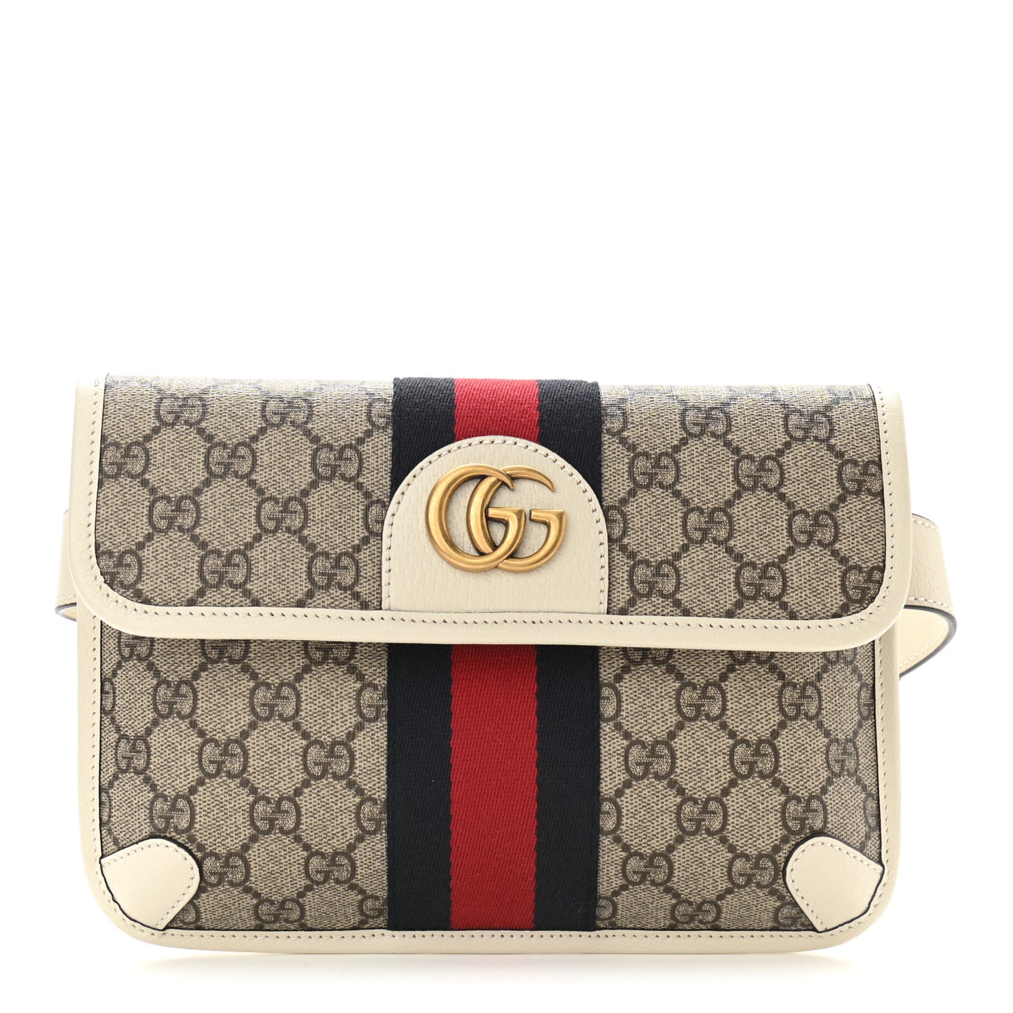GG Supreme Monogram Web Small Ophidia Belt Bag 100 40 Brown White