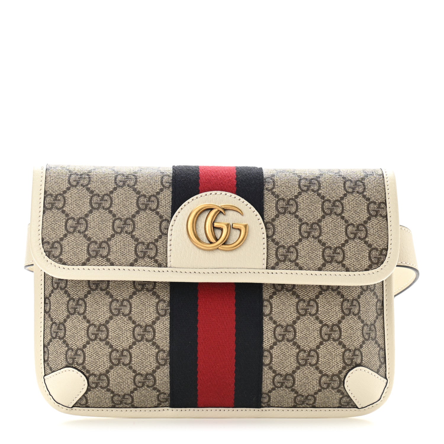 Gucci GG Supreme Monogram Web Small Ophidia Belt Bag 100 40 Brown White 1 of 10