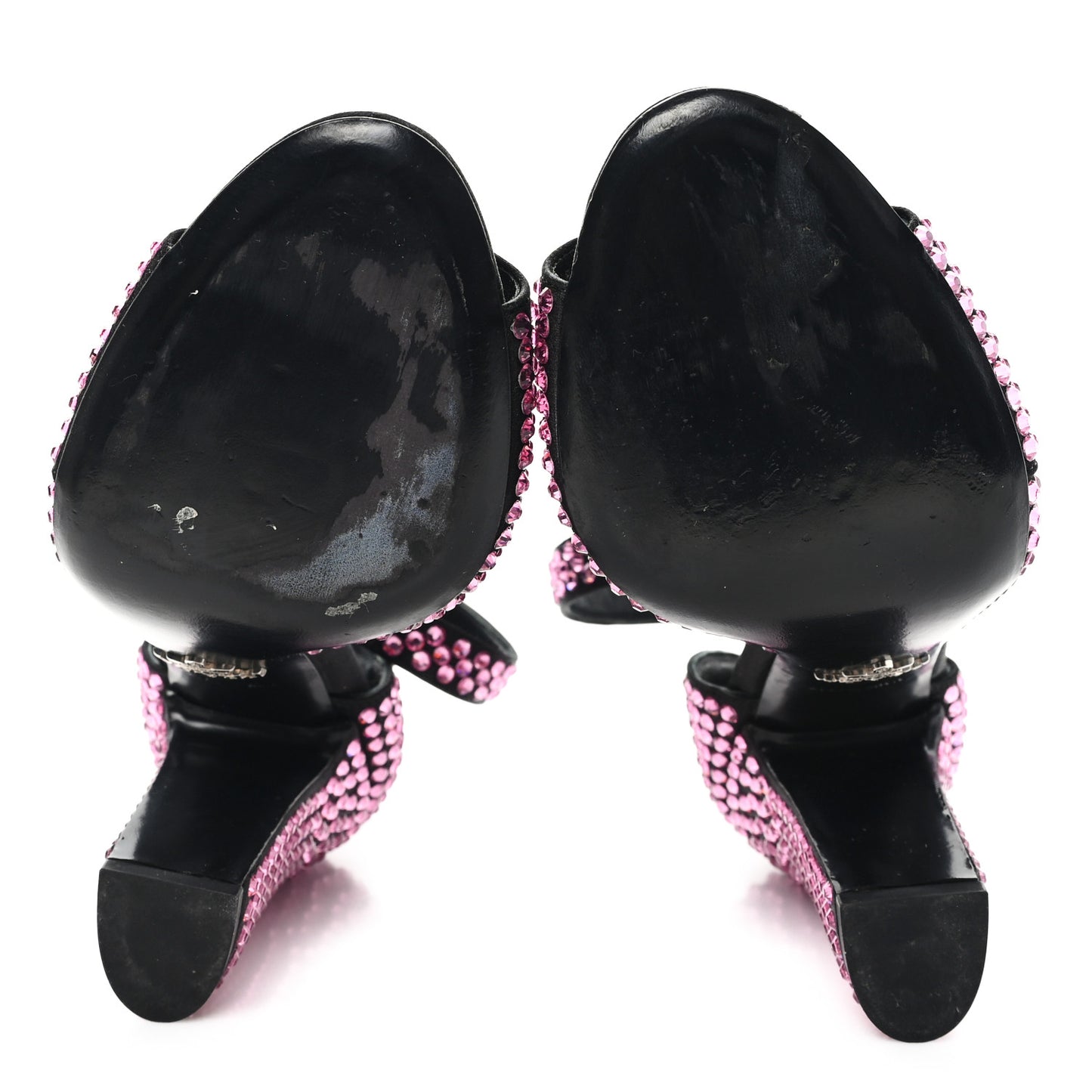 Satin Crystal Ankle Wrap 105mm Sandals 38 Rosa