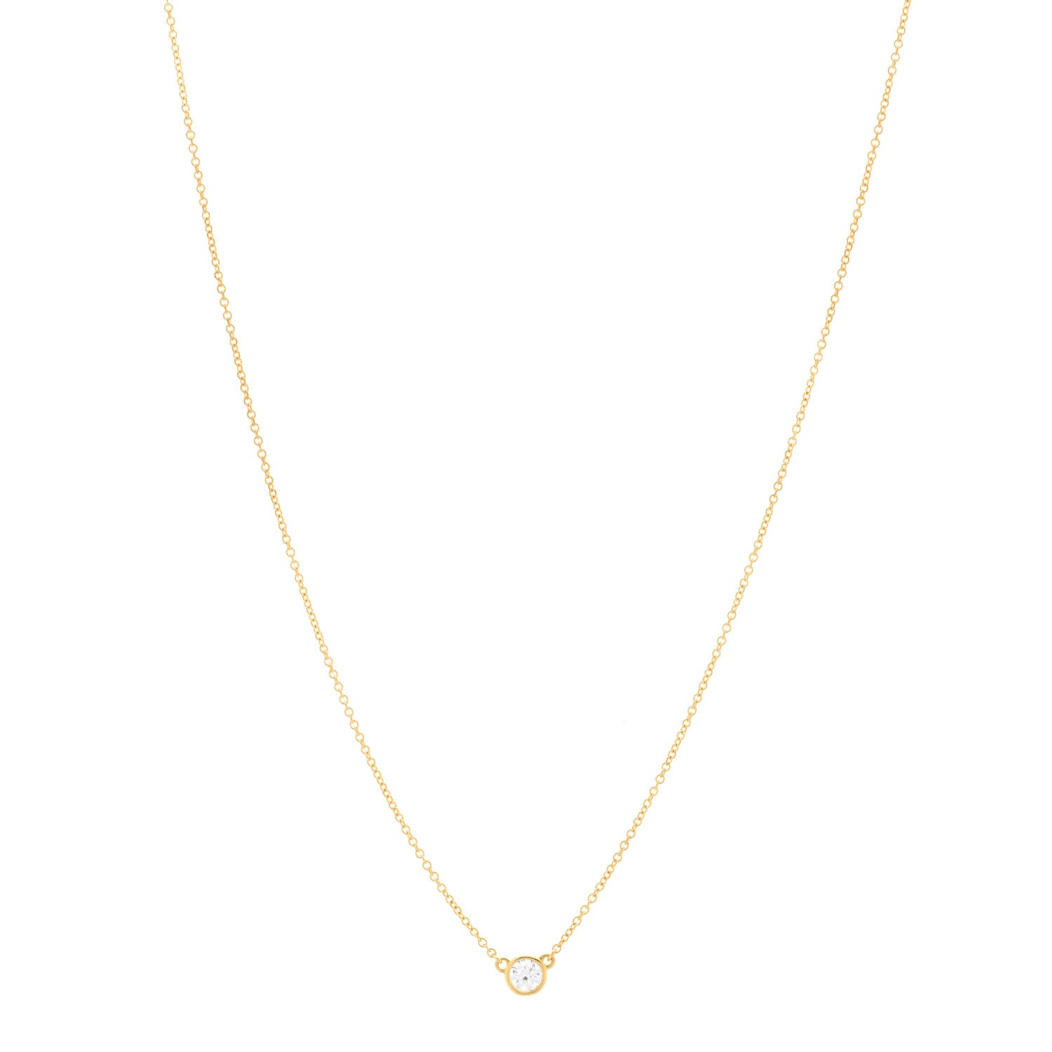 Tiffany 18K Yellow Gold Diamond .17ct Elsa Peretti Diamonds by the Yard Pendant Necklace 1 of 3