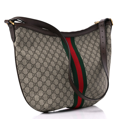 Gucci GG Supreme Monogram Web Ophidia Half Moon Hobo Brown 3 of 10