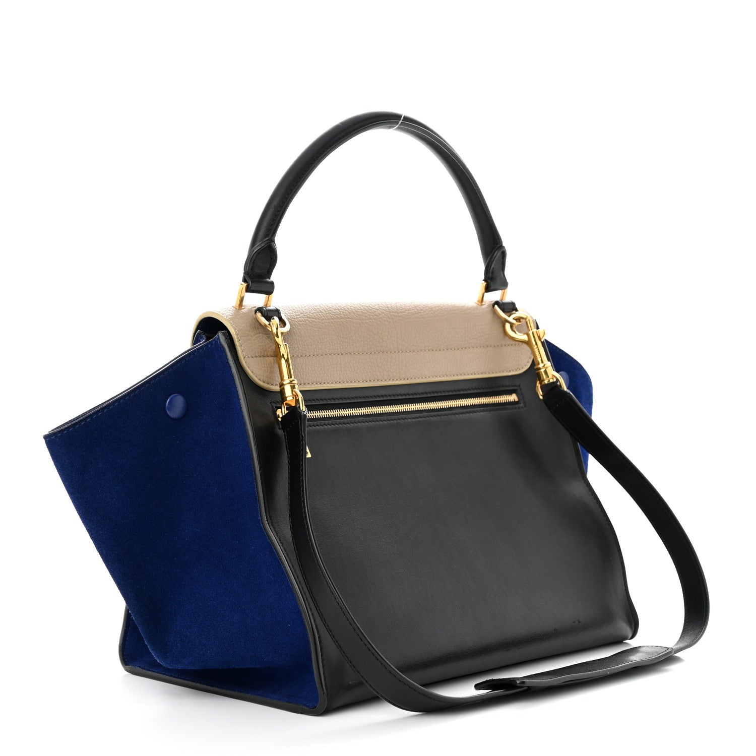 Celine Calfskin Suede Medium Tri-Color Trapeze Tri-Color Sand 3 of 13