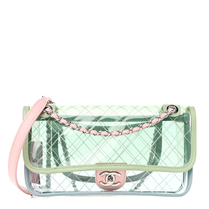 Chanel Lambskin PVC Quilted Medium Coco Splash Flap Blue Green 1 of 10