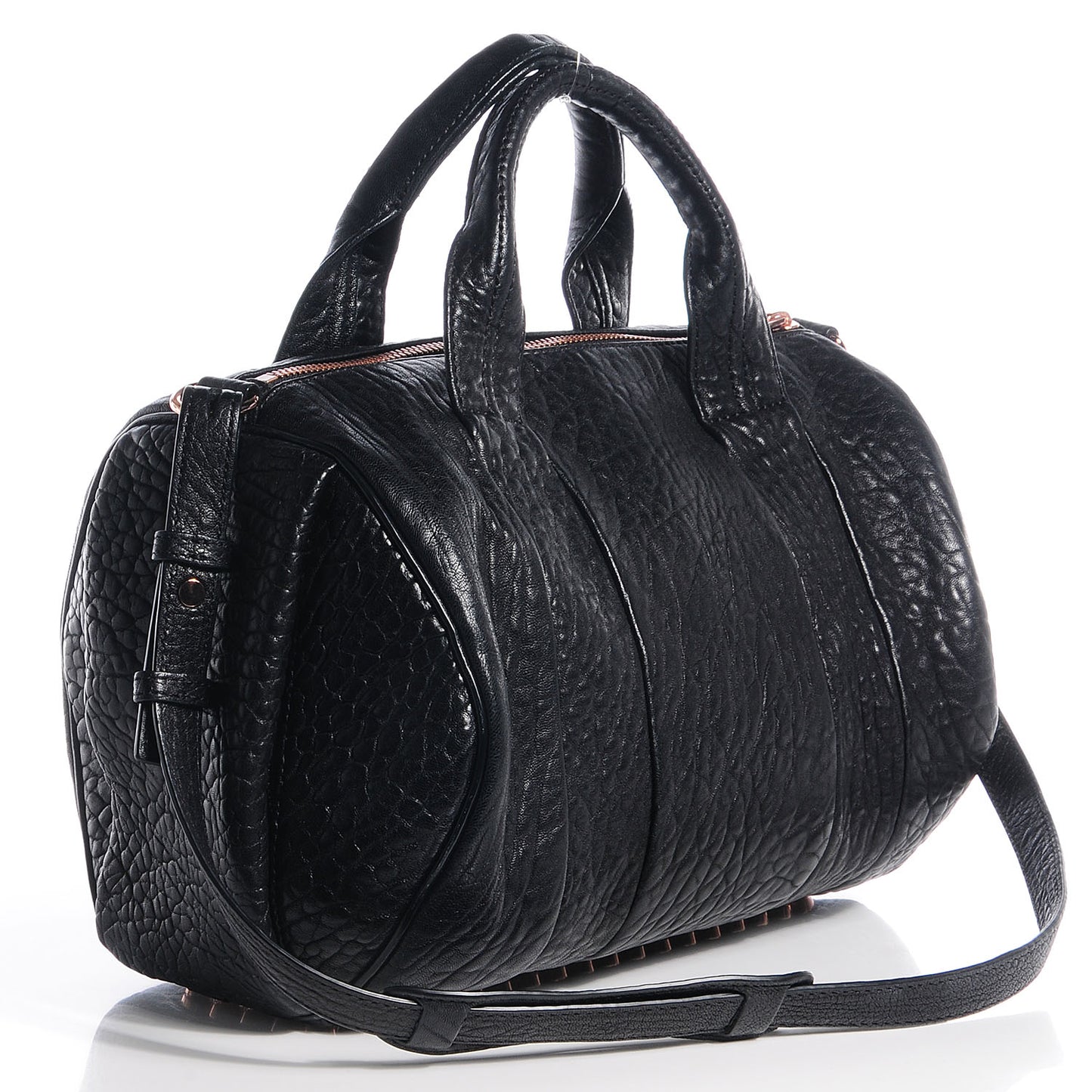 Pebbled Lambskin Rocco Black with Rose Gold Hardware