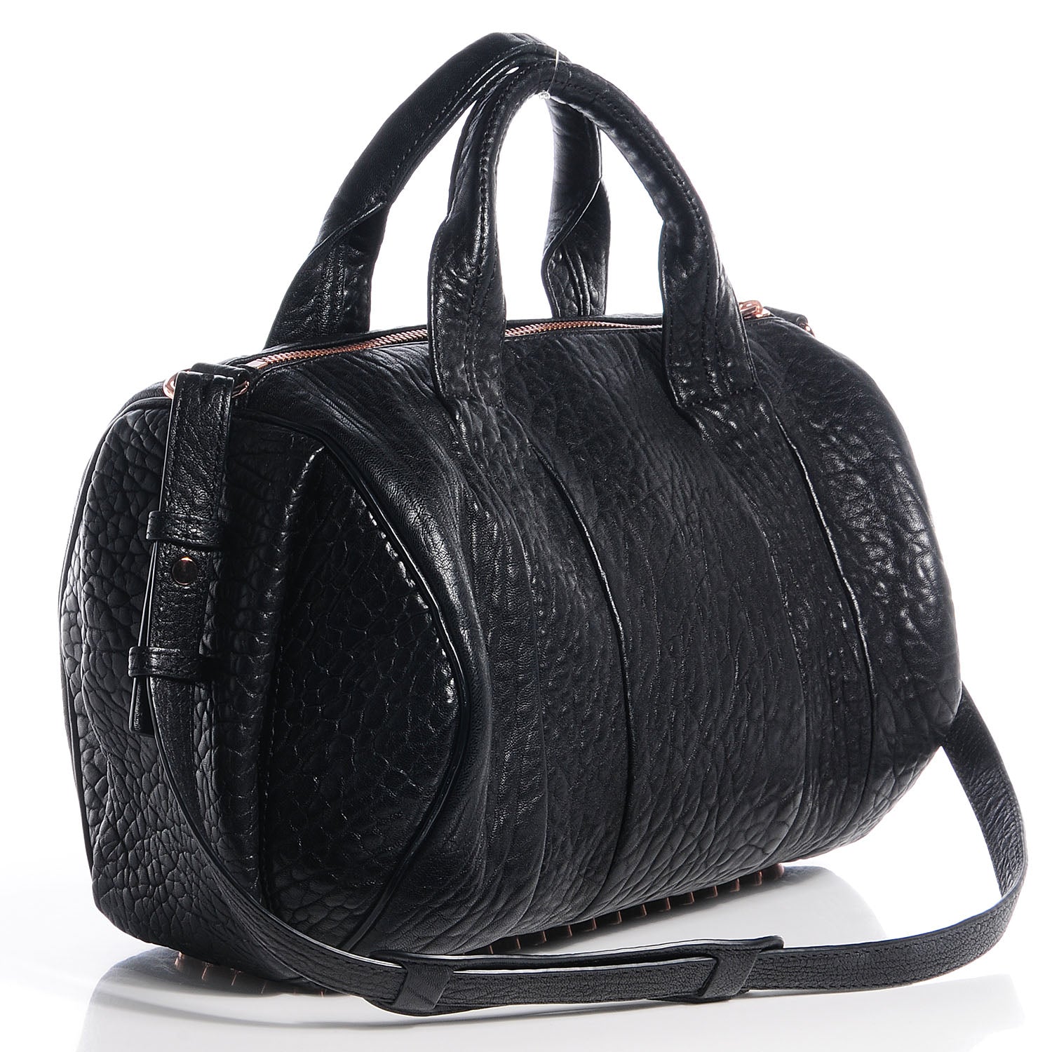 Alexander Wang Pebbled Lambskin Rocco Black with Rose Gold Hardware 3 of 7