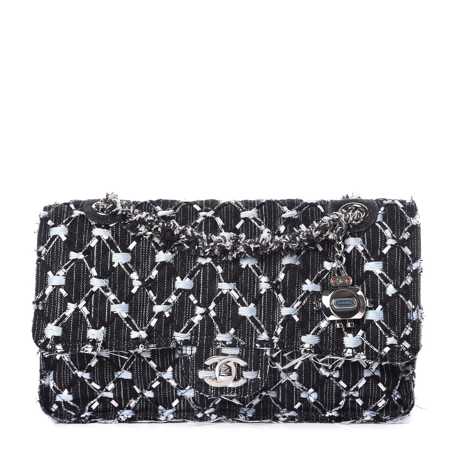 Chanel Denim Woven Medium Flap Light Blue 1 of 14