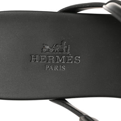 Hermes Rubber Womens Egerie Sandals 38 Black 6 of 9