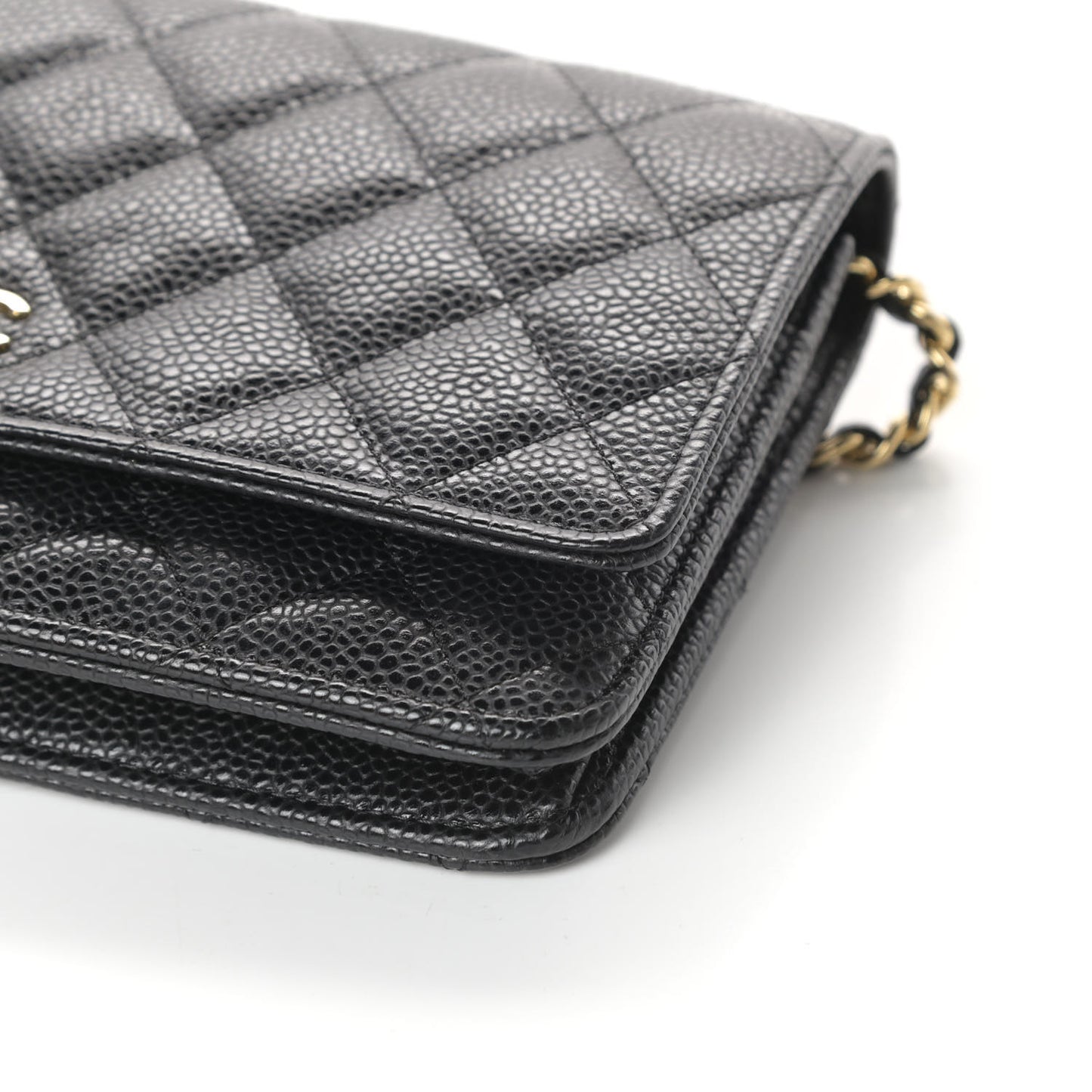 Caviar Quilted Wallet On Chain WOC Black