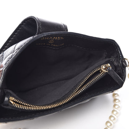 Chanel Calfskin Quilted Pearl Chain Love Symbols Mini Bag Black 7 of 17