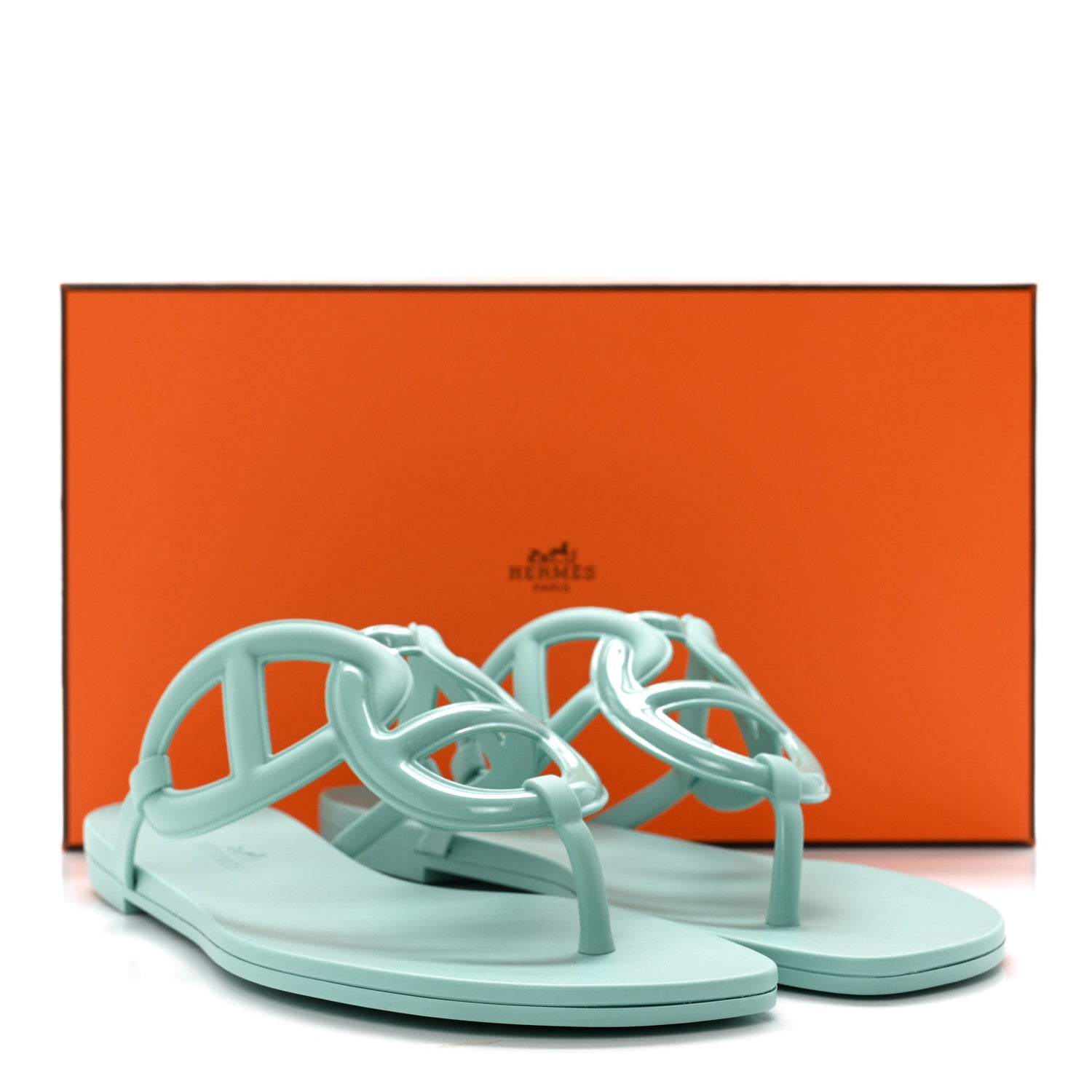 Hermes Rubber Womens Egerie Sandals 37 Vert Embrun 8 of 8