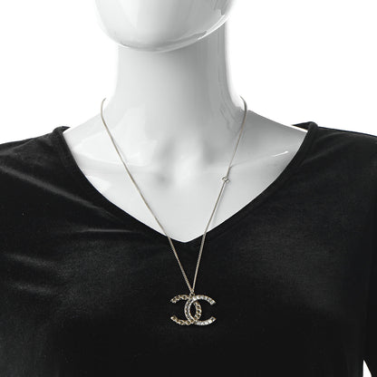 Chanel Baguette Crystal Quilted CC Pendant Necklace Gold 2 of 6