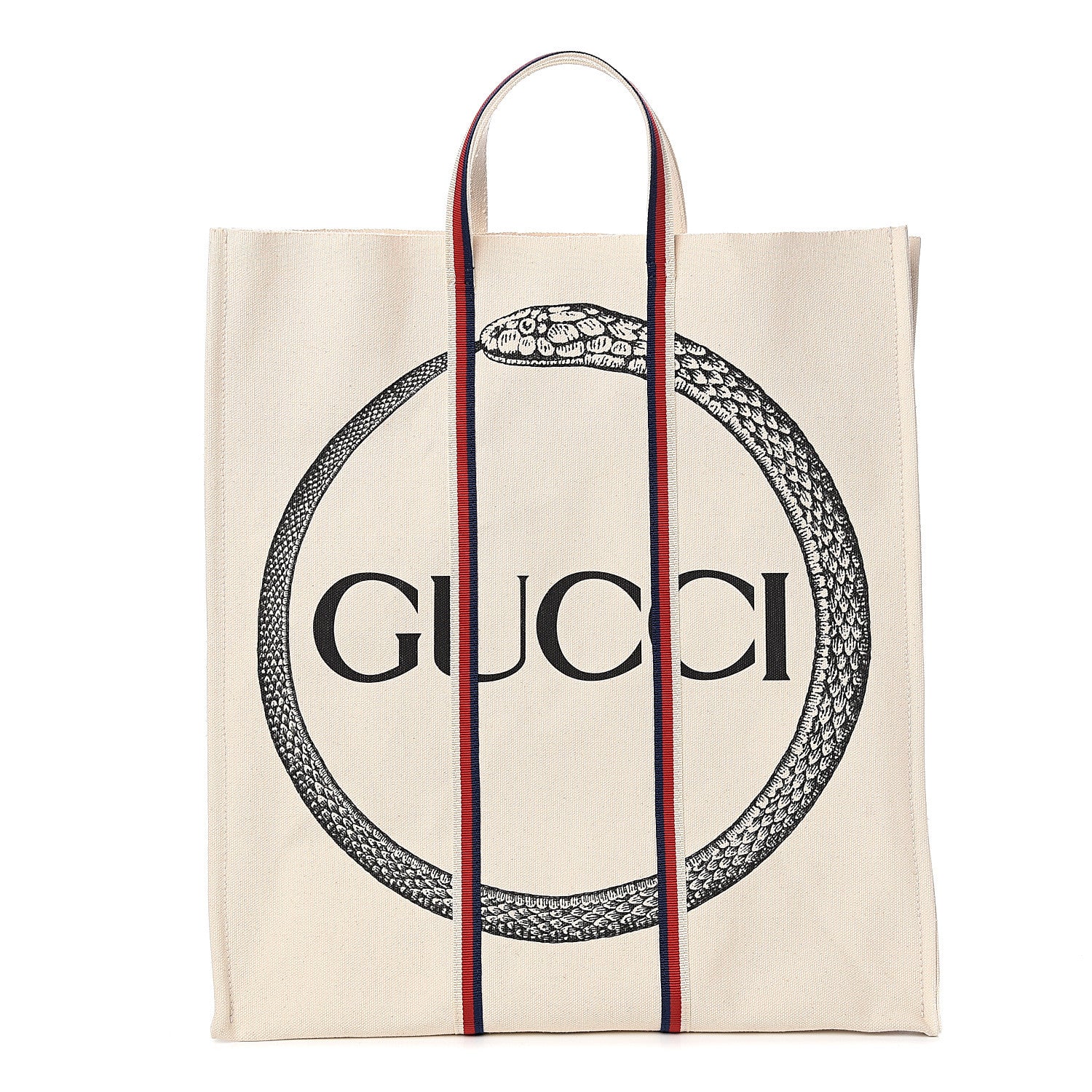 Gucci Cotton Ouroboros-print Vertical Tote Cream 1 of 9
