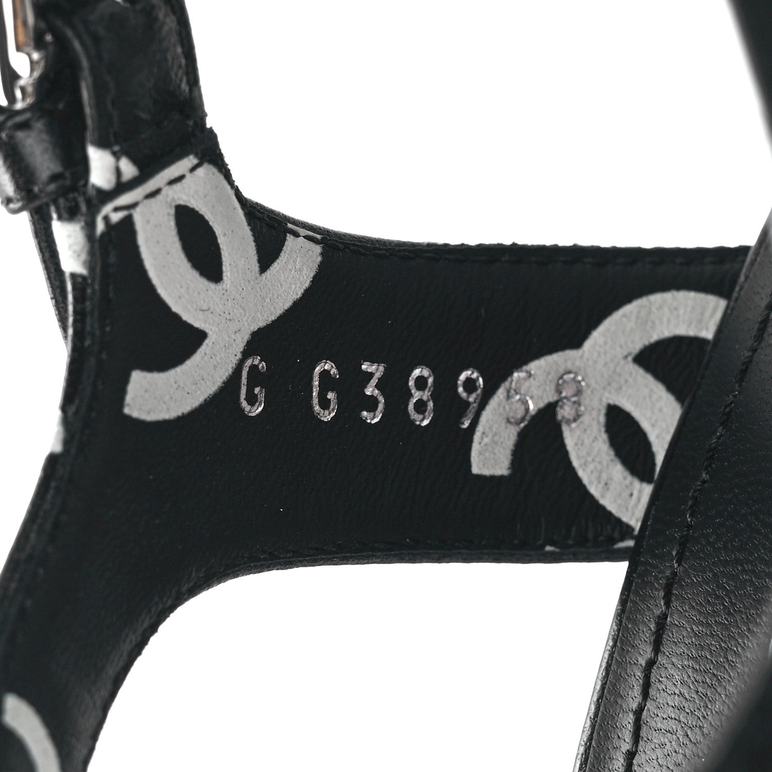 Chanel Printed Lambskin CC Platform Sandals 38 Black White 7 of 8