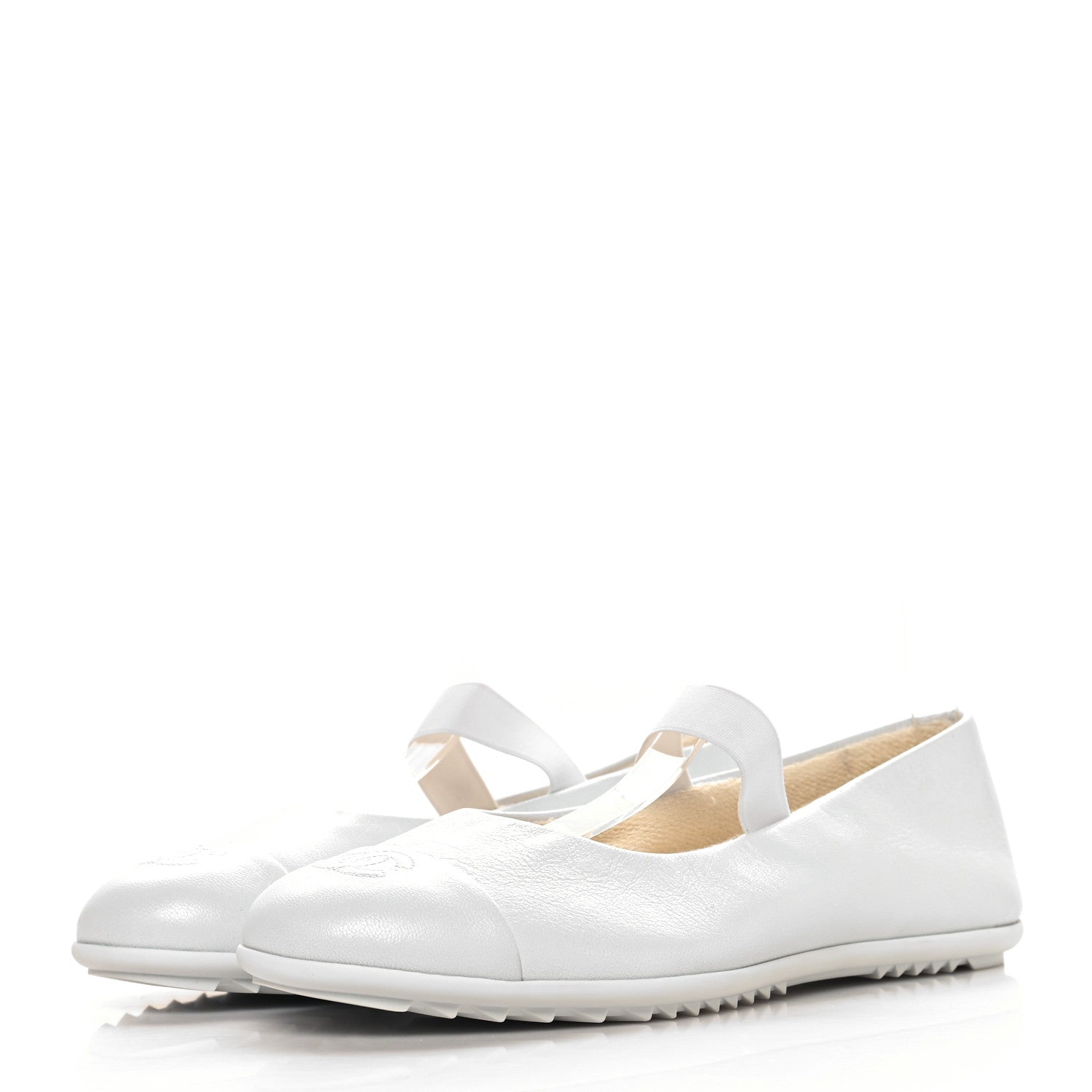 Chanel Lambskin Cap Toe CC Mary Jane Flats 39.5 White 4 of 11