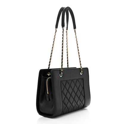Chanel Sheepskin Quilted Small Mademoiselle Vintage Shopping Tote Black 3 of 10