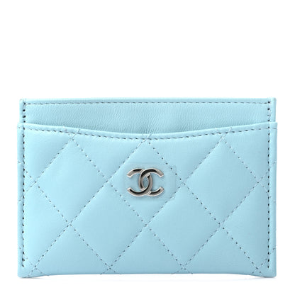 Chanel Lambskin Quilted Card Holder Neon Blue 1 of 16