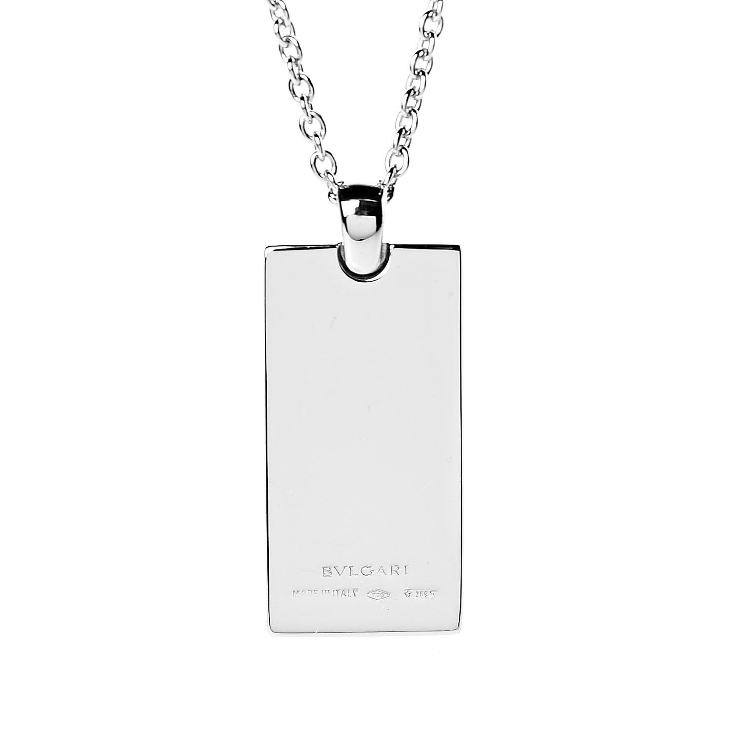 18K White Gold Diamond Signature Bar Pendant Necklace