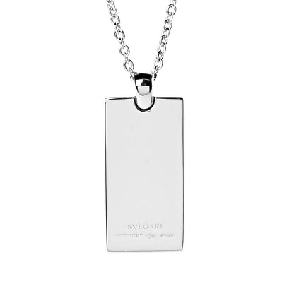 Bulgari 18K White Gold Diamond Signature Bar Pendant Necklace 7 of 7