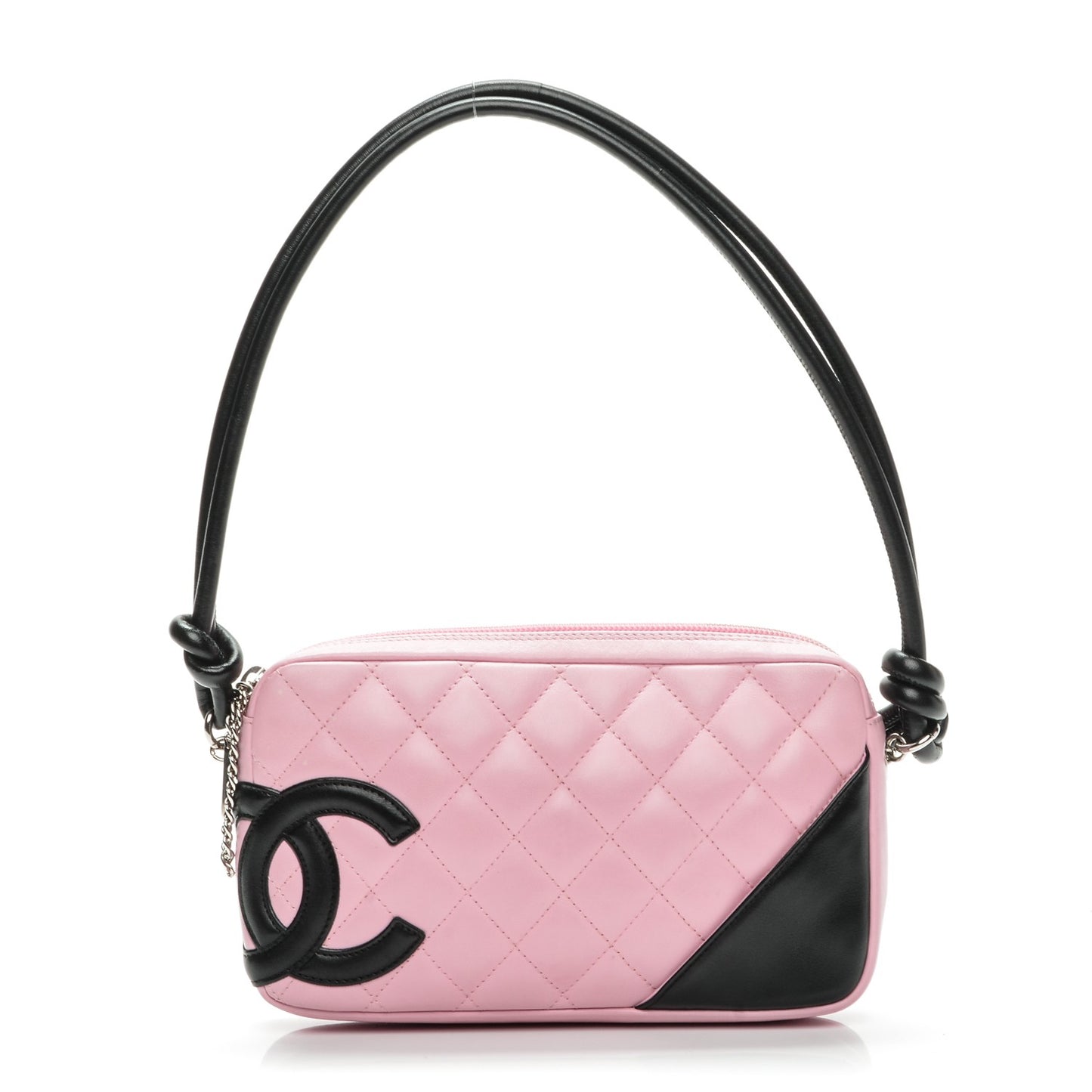 Calfskin Quilted Cambon Pochette Pink Black
