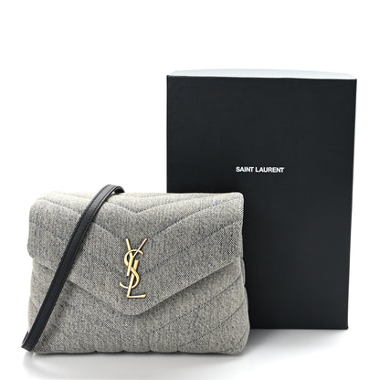 Saint Laurent Denim Y Quilted Monogram Toy Loulou Crossbody Bag Grey 10 of 10