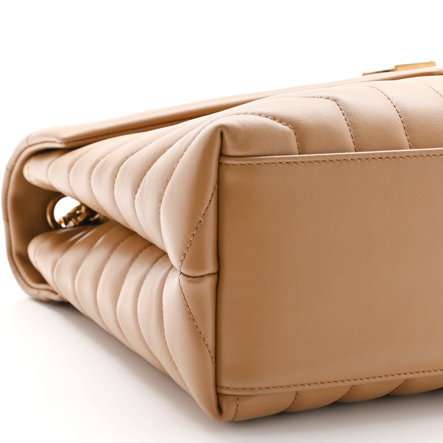 Calfskin Y Quilted Monogram Medium Loulou Chain Satchel Dark Beige