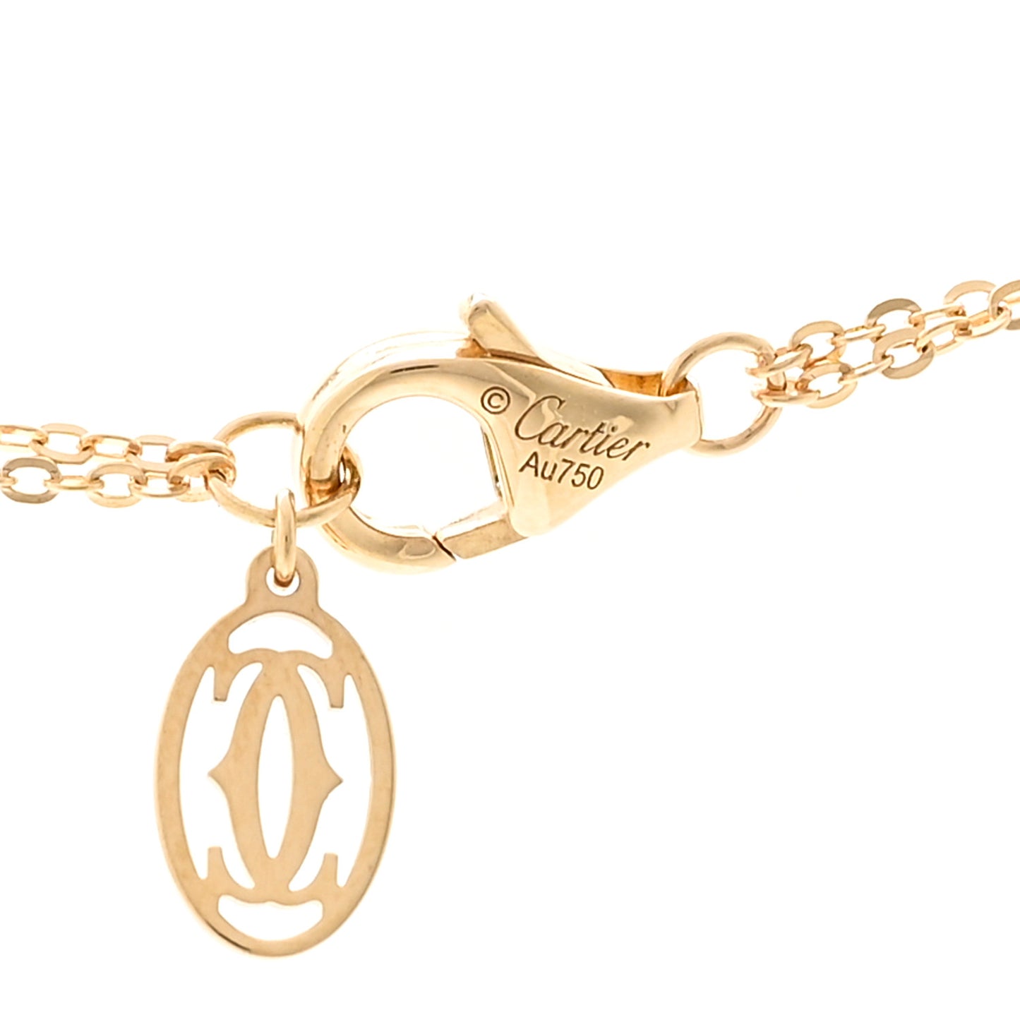 18K Pink Yellow White Gold Trinity Double Chain Pendant Necklace