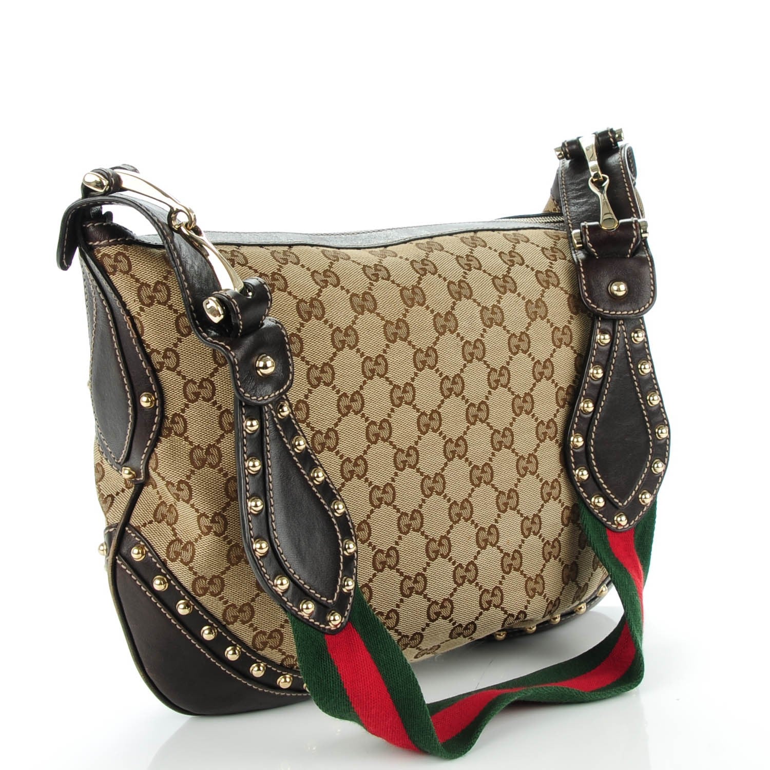 Gucci Monogram Pelham Studded Shoulder Bag Brown 3 of 7