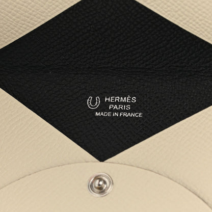 Hermes Epsom Horseshoe Calvi Card Case Craie Black 8 of 9