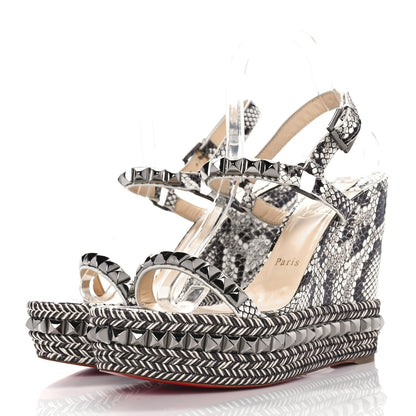 Christian Louboutin Watersnake Print Cataclou 120 Wedge Sandals 40 Roccia Gun Metal 3 of 8