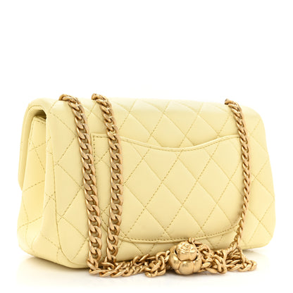 Chanel Lambskin Quilted Mini Rectangular Sweet Camellia Flap Yellow 3 of 14