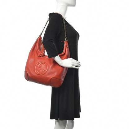 Gucci Pebbled Calfskin Medium Soho Chain Hobo Sun Orange 2 of 11