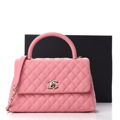 Chanel Caviar Quilted Small Coco Handle Flap Pink 11 of 11