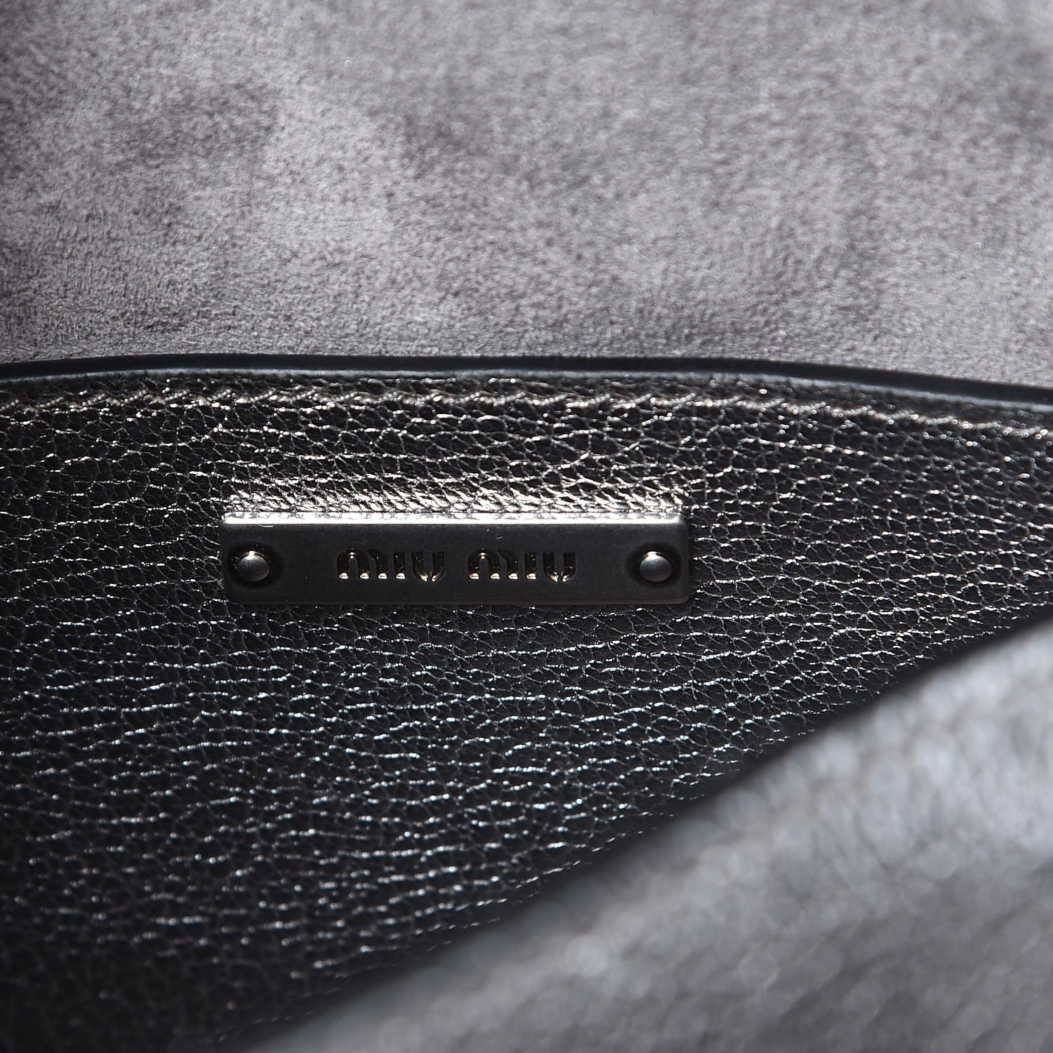 Miu Miu Metallic Goatskin Madras Stud Embellished Buckle Dahlia Shoulder Bag Chrome 6 of 8