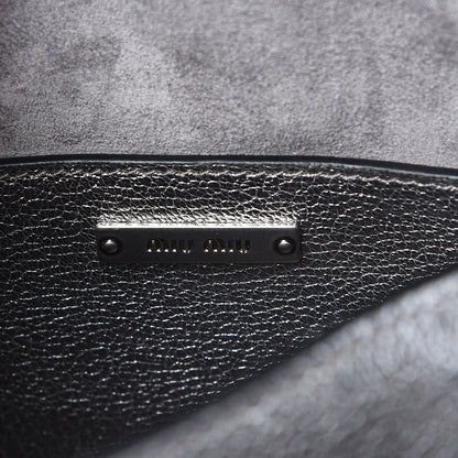 Miu Miu Metallic Goatskin Madras Stud Embellished Buckle Dahlia Shoulder Bag Chrome 6 of 8